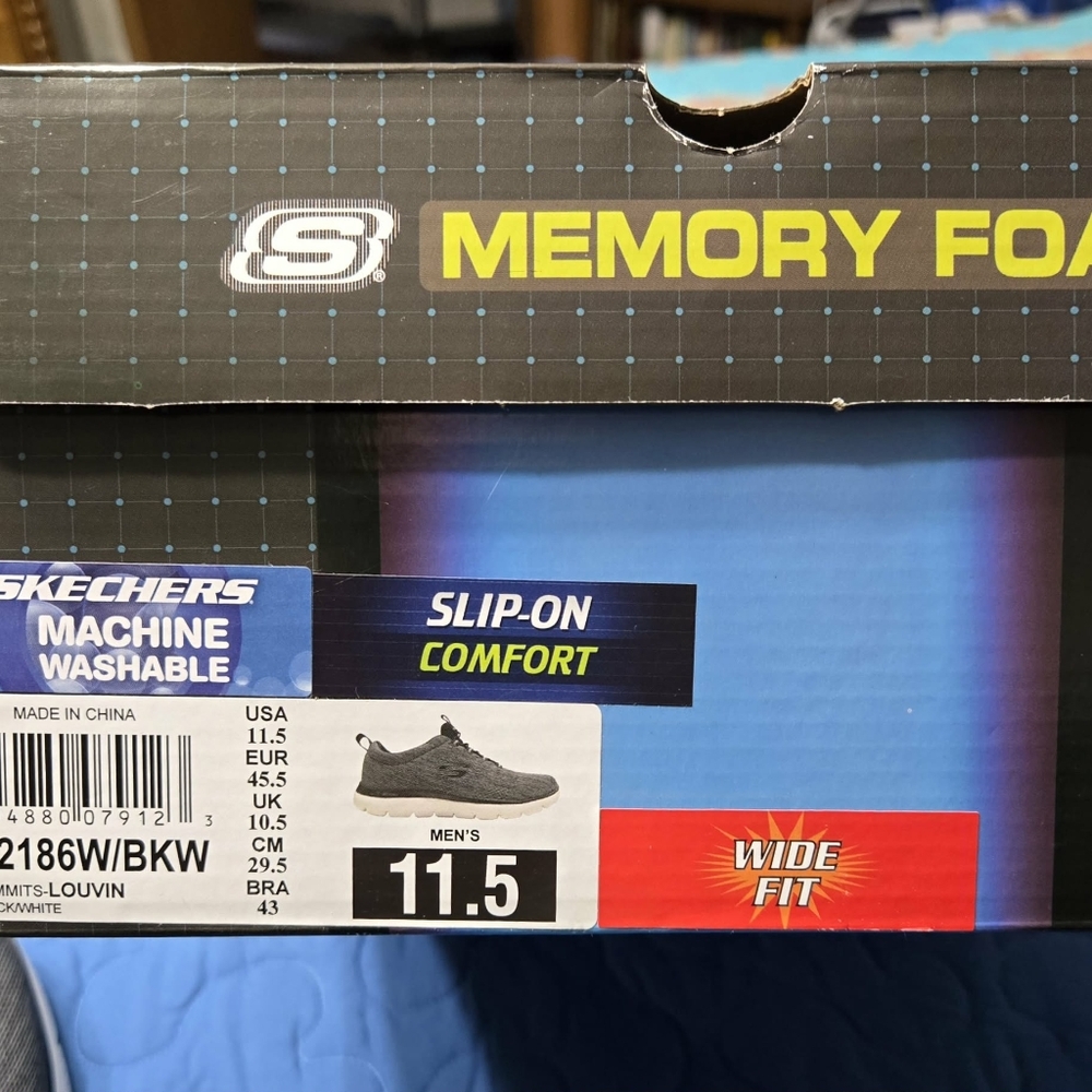 Skechers Men's Wide Fit Slip-On Shoes - Black